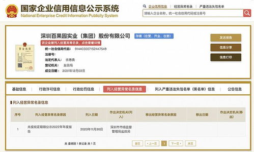 百果園集團(tuán)被列入經(jīng)營異常名錄